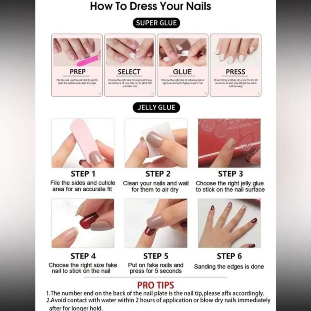 Parisian Girl Pink White Tip French Manicure Bow 24 Set Square Press On Nails